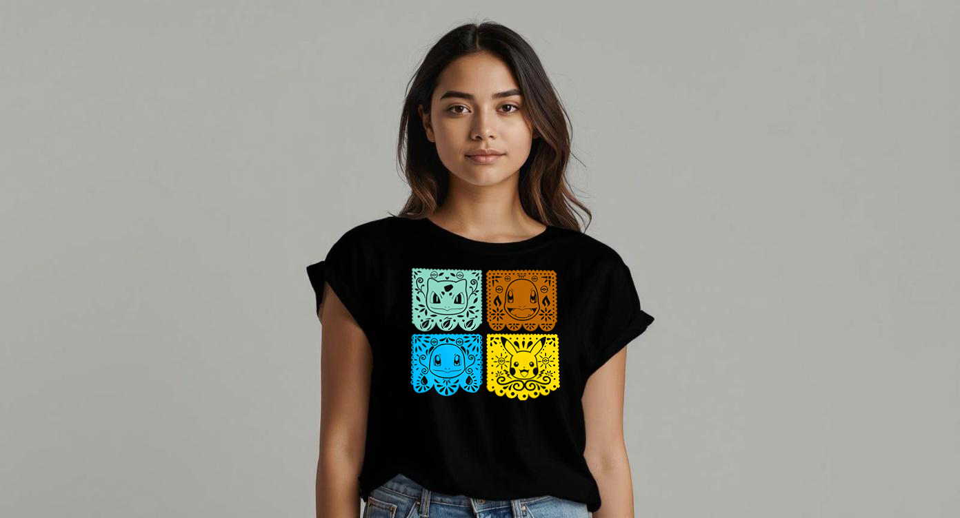 Playera manga corta Papel Picado Pokemon